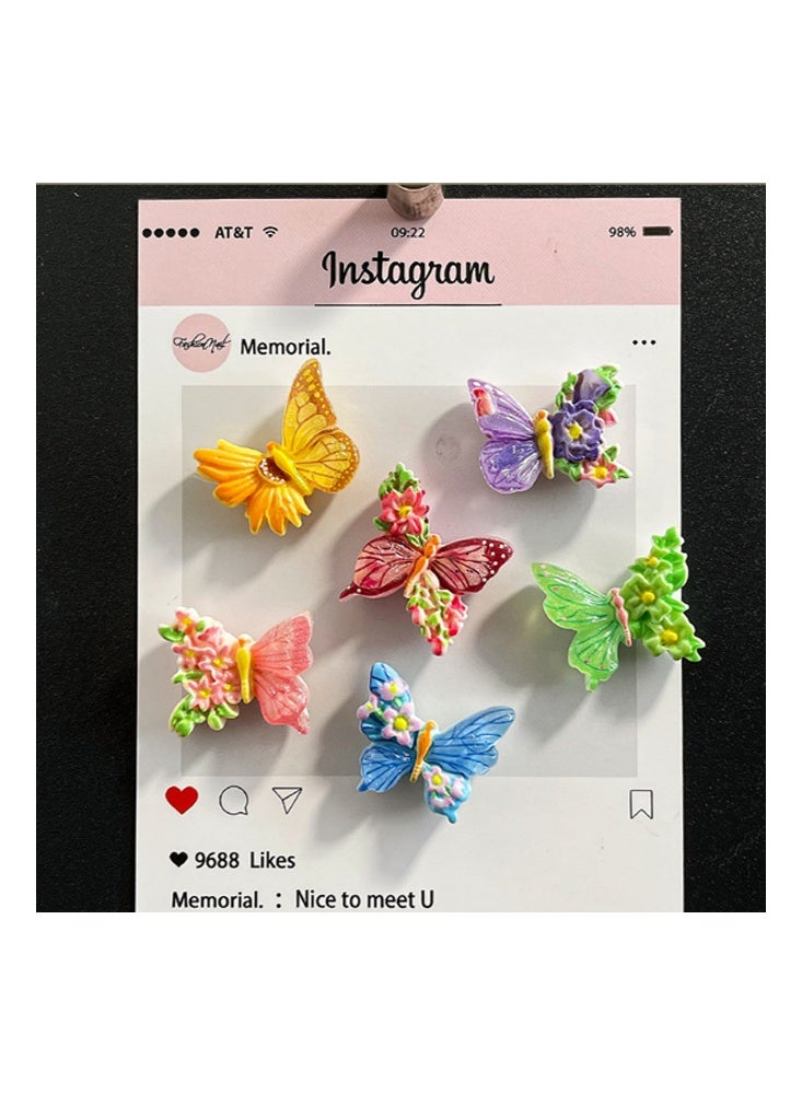 BUTTERFLY Flower Butterfly Fridge Magnet Set, for Fridge Decorative Butterfly Magnets Fridge Adhesive for Metal Surfaces Office Magnets Butterfly Decorations Creative Fridge Sagnet（6 style, 6colour） - Image 4