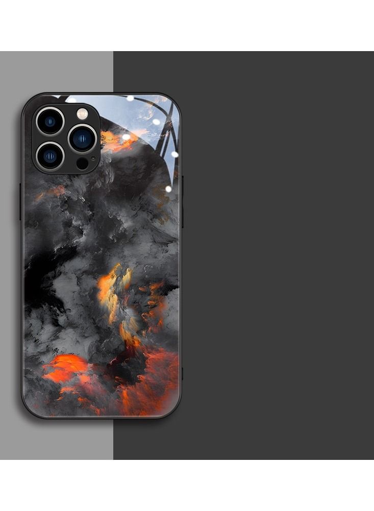 Loquat Back Cover Printed Glass Protective Mobile Phone Case for iPhone