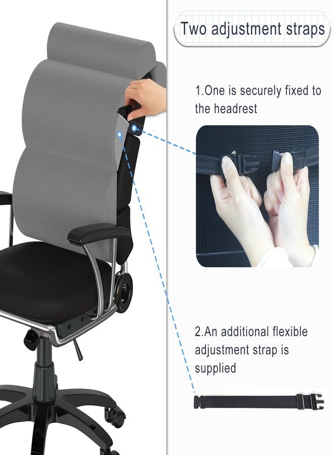 GIVANLEE High Back Pillow with Neck Support for Office Chair,Lumbar Support Pillow for Tall Back Chair,Computer/Desk Chair,Patented 2+2 Semi-circular Soft Back Cushion for Back Pain Relief for Resting,Working - Image 4