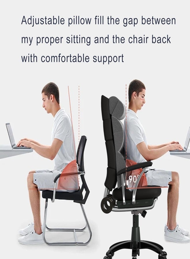 GIVANLEE High Back Pillow with Neck Support for Office Chair,Lumbar Support Pillow for Tall Back Chair,Computer/Desk Chair,Patented 2+2 Semi-circular Soft Back Cushion for Back Pain Relief for Resting,Working - Image 2