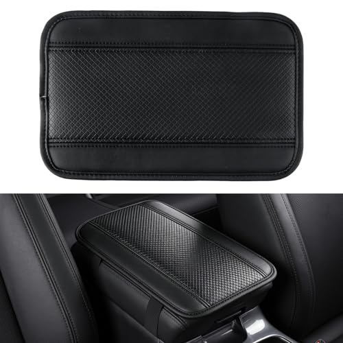 Amiss Car Center Console Cover Upgraded Leather Car Armrest Cushion Universal Waterproof Cushion Pad NonSlip Car Interior Accessories Fits Most Sedans SUVs Trucks Black Line - Image 1