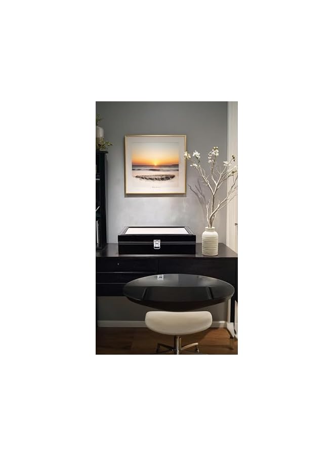 The Bros Black Leather Sunglass Organizer - 8-Slot Eyewear Display Case and Storage Box - Image 3