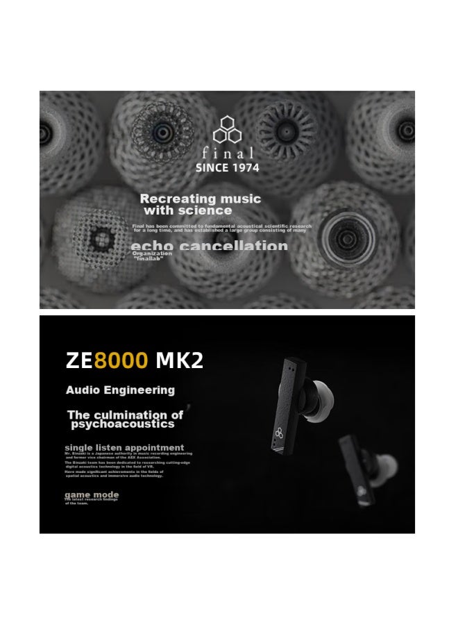 Final Fi-ze8dpltw, Newly Upgraded Flagship-grade True Wireless Active Noise-cancelling Bluetooth Headphones, Hifi Audiophile Sound Quality, Stable Connection, Ze8000 Mk2 Black - Image 3
