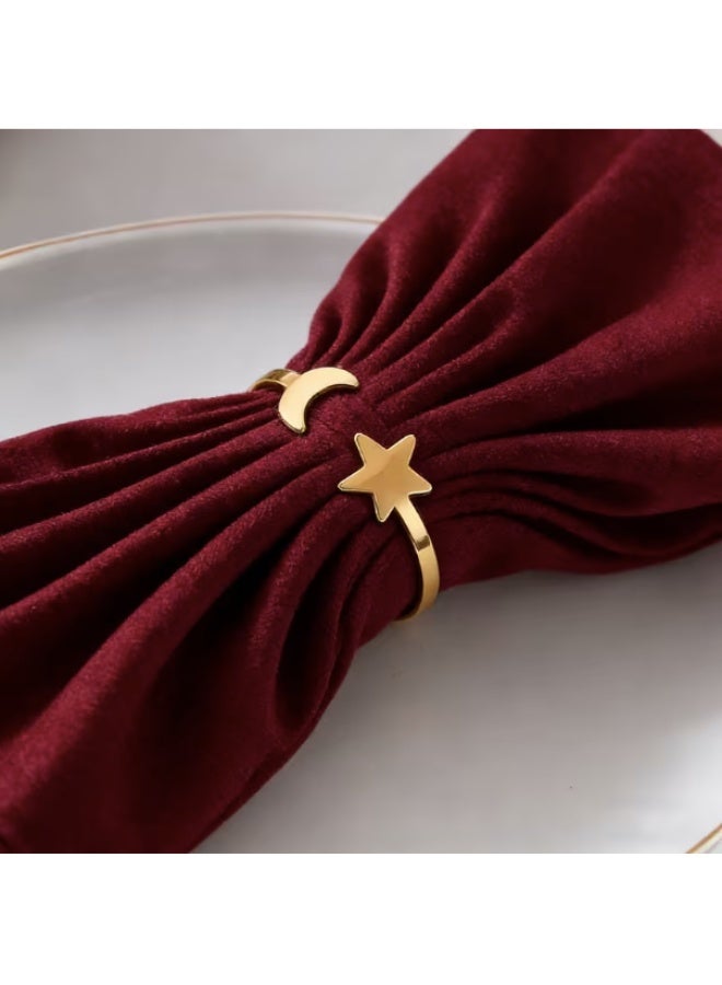 حلقات مناديل لتزيين طاولة الطعام، 6 قطع من حاملات المناديل المعدنية على شكل هلال ونجمة - حلقات مناديل رمضانية لتزيين طاولة الطعام في عيد الفطر وحفلات رمضان والأعياد الإسلامية وحفلات الزفاف (ذهبي-هلال) - Image 5