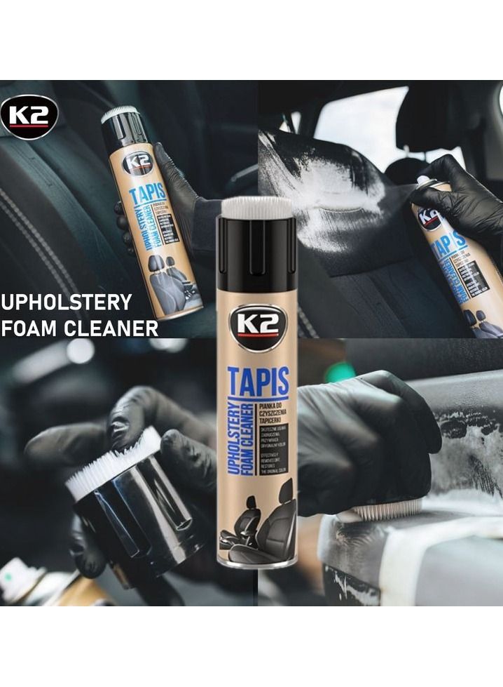 K2- Tapis Upholstery Foam Cleaner With Cap Brush, Car Upholstery Cleaner 600 ml - Image 1