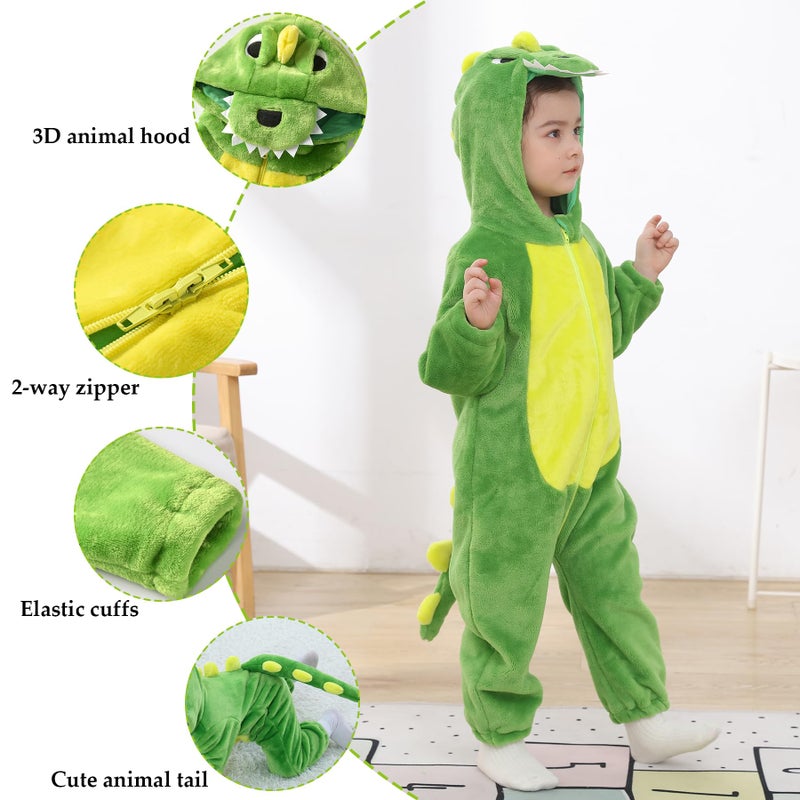 TONWHAR Kids' And Toddlers' Infant Tiger Dinosaur Animal Fancy Dress Costume Outfit Hooded Romper Jumpsuit - Image 2