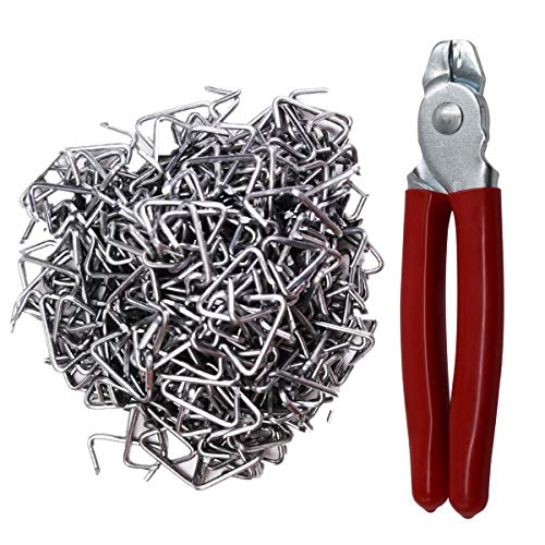 HARDK Hog Ring Pliers set Straight with 500PCS Galvanized Hog Rings - Perfect for Furniture Upholstery, Auto Upholstery, Plastic Meat & Sausage Casings - Image 1