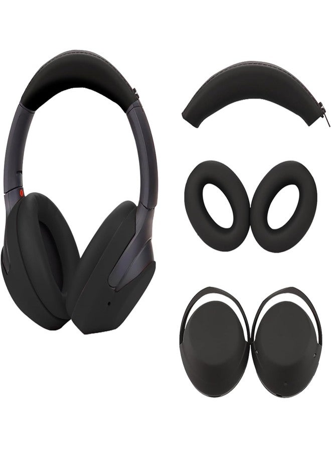 Adhiper 3 Set Case Cover for Sony WH-1000XM4 WH-1000XM3 Headphones,Embody EarPad Cover/Ear Cover/Headband Cover/Headband Cushion Protector,Sweat Proof Soft Silicone Headphones Accessories(Black)