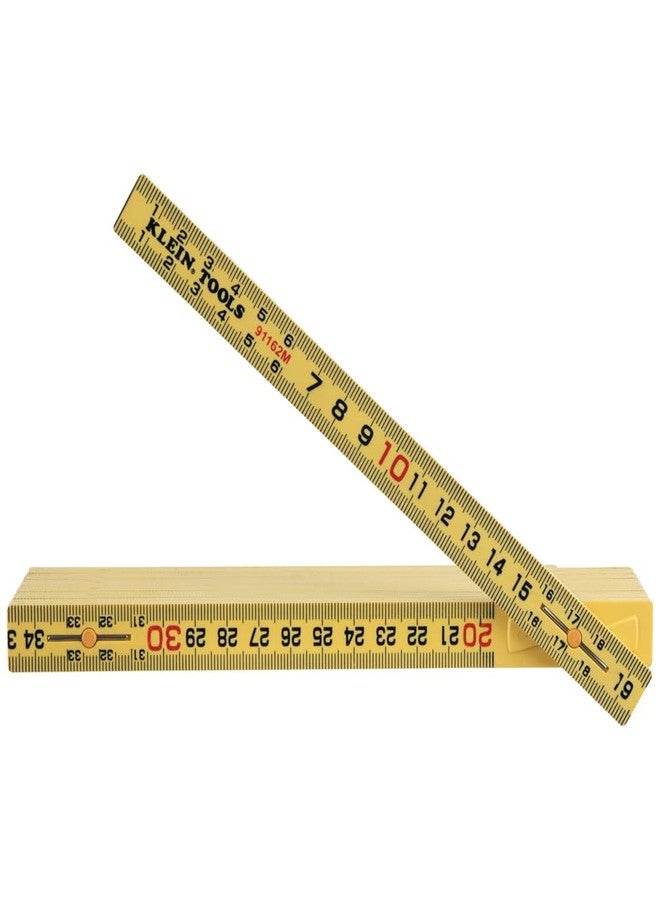 Klein Tools 91162M Folding Ruler, 6-Foot, Fiberglass, Metric Graduation, Outside Reading, for Woodworking, Metalworking, and DIY Projects - Image 1