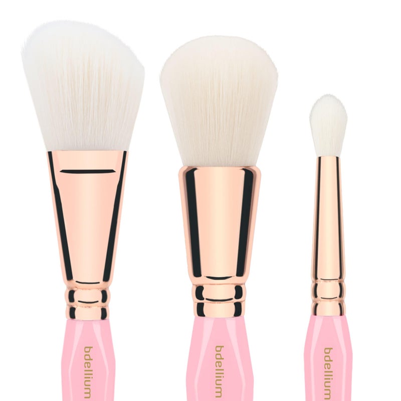 Bdellium Tools Pink Golden Triangle Luminescent Makeup Brush Set - Premium Tool with Soft Synthetic Bristles and Rose Gold Brass Ferrule for Multipurpose (Pink, 6 pcs) - Image 4