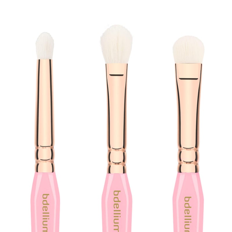 Bdellium Tools Pink Golden Triangle Luminescent Makeup Brush Set - Premium Tool with Soft Synthetic Bristles and Rose Gold Brass Ferrule for Multipurpose (Pink, 6 pcs) - Image 5