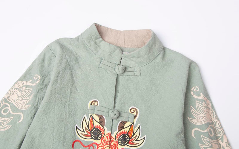 Mud Kingdom Tang Suit for Little Boys Traditional Chinese Style Green Size 6 - Image 4