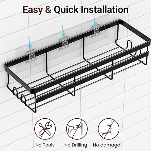 WOWBOX Shower Caddies 2 Pack - Adhesive Hanging Shower Shelf - Bathroom Organizers and Storage, No Drilling Stainless Shower Shelves for Home Decor, Bathroom Accessories - Image 2