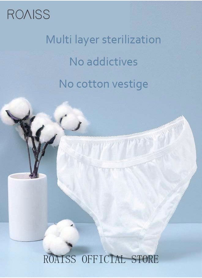 roaiss 5 Pack Set Women's Disposable Briefs Pregnant Confinement Postpartum Sterile High Stretch Panties Mid-waist Hygiene Soft Underpants Individual Package Underwear White  - Image 3