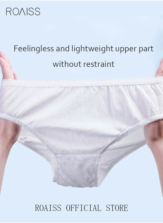 roaiss 5 Pack Set Women's Disposable Briefs Pregnant Confinement Postpartum Sterile High Stretch Panties Mid-waist Hygiene Soft Underpants Individual Package Underwear White  - Image 2