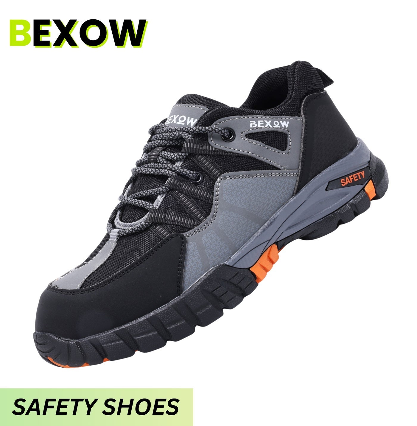 BEXOW Premium Safety Shoes Steel Toe Lightweight Slip Resistant Breathable Work Sneakers with Kevlar Midsole Anti-Smashing Puncture Proof Comfortable Industrial Footwear for Men and Women