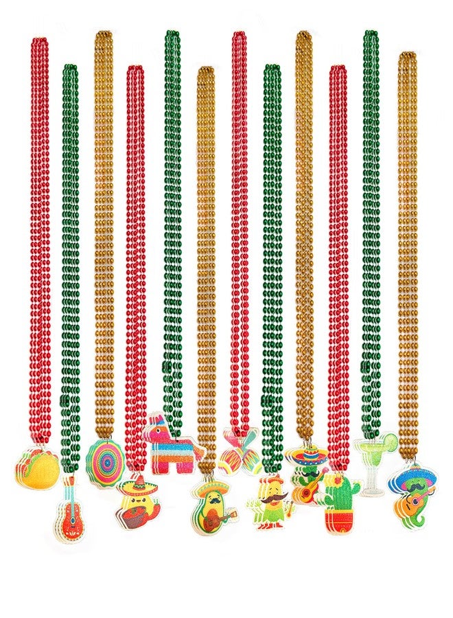 Becfupo 36 Pcs Cinco De Mayo Fiesta Beads Necklaces, Mexican Themed Party Beaded Necklaces For Mexican Fiesta Party Birthday Wedding Decoration - Image 1
