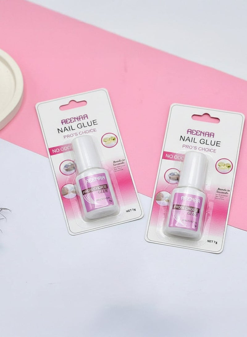 AEENAA 6-Pieces Professional Brush-On Nail Glue – Strong Hold Adhesive for Acrylics, Press-On Nails & Tips – Quick Drying, Bonds in Seconds – 7g - Image 2