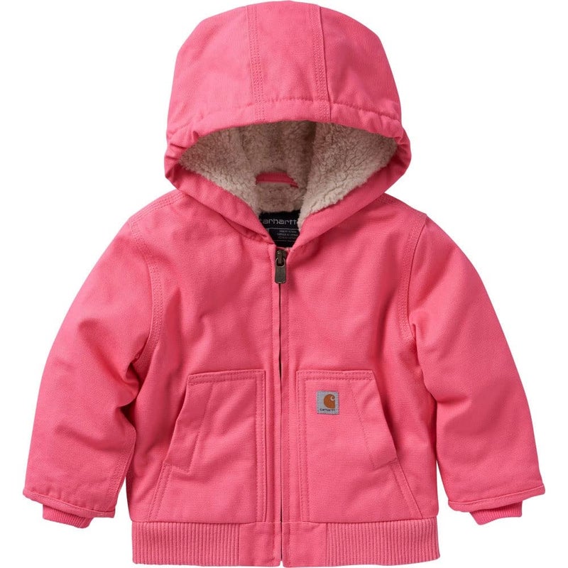 Carhartt Kids CP9566 Canvas Insulated Hooded Active Jac Girls 12 Months Pink Lemonade