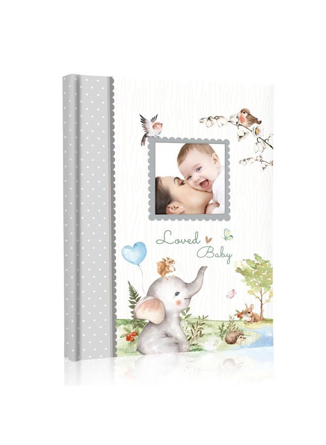 Holoary First 5 Years Baby Memory Book - 76 Colourful Illustrated Keepsake Journal Pages Record Book Album for Newborn Baby Boy or Girl, Woodland Animals Design(Elephant) - Image 1