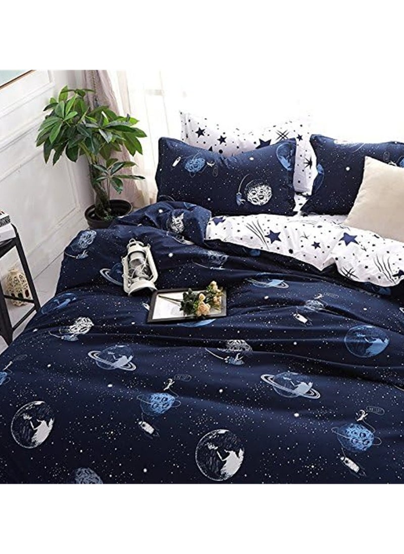 GOLDEN HOME طقم غطاء لحاف بنمط مخطط مكون من 6 قطع مقاس كينج/كوين/مفرد. تتضمن المجموعة 1 غطاء لحاف، 1 ملاءة سرير جاهزة، 4 أكياس وسائد  - Image 3