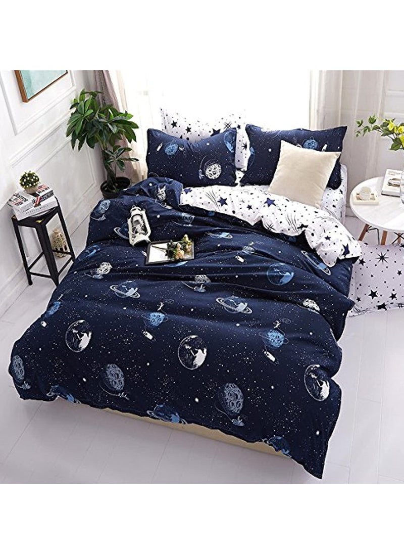 GOLDEN HOME طقم غطاء لحاف بنمط مخطط مكون من 6 قطع مقاس كينج/كوين/مفرد. تتضمن المجموعة 1 غطاء لحاف، 1 ملاءة سرير جاهزة، 4 أكياس وسائد  - Image 2