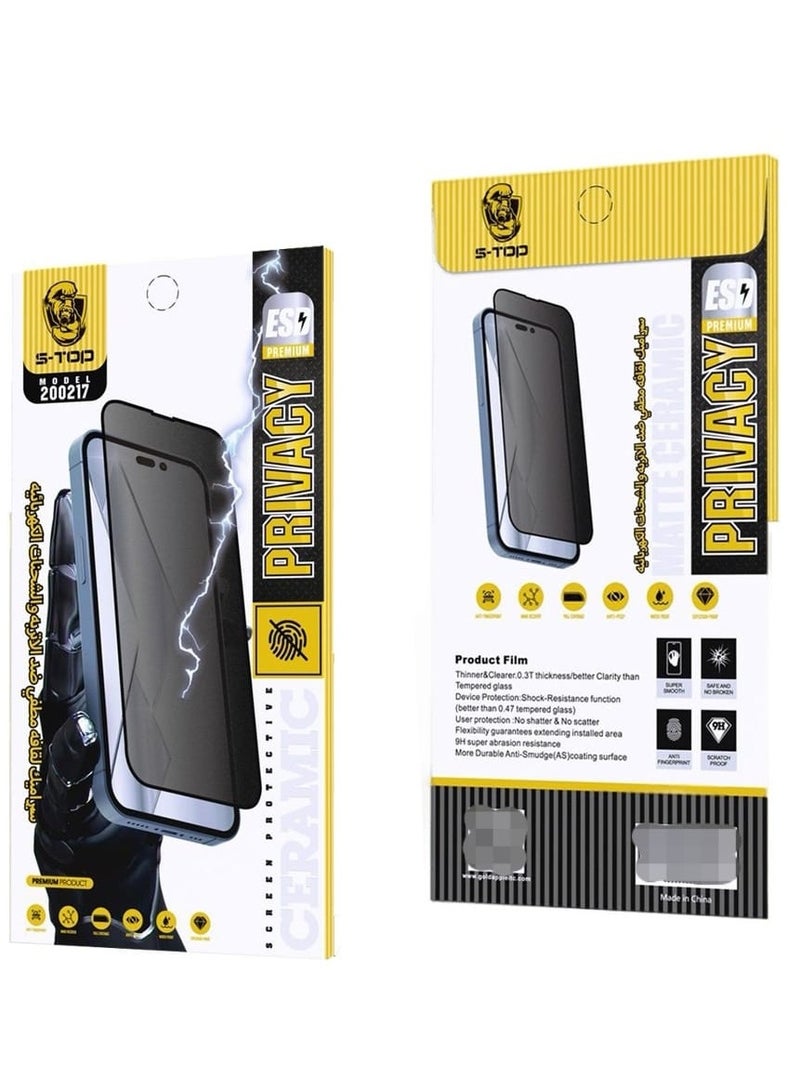 S-TOP Anti-spy privacy screen protector for iPhone 15 Pro Max black - Image 1