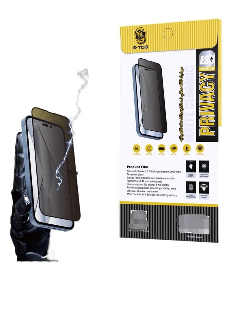 S-TOP Anti-spy privacy screen protector for iPhone 15 Pro Max black - Image 2