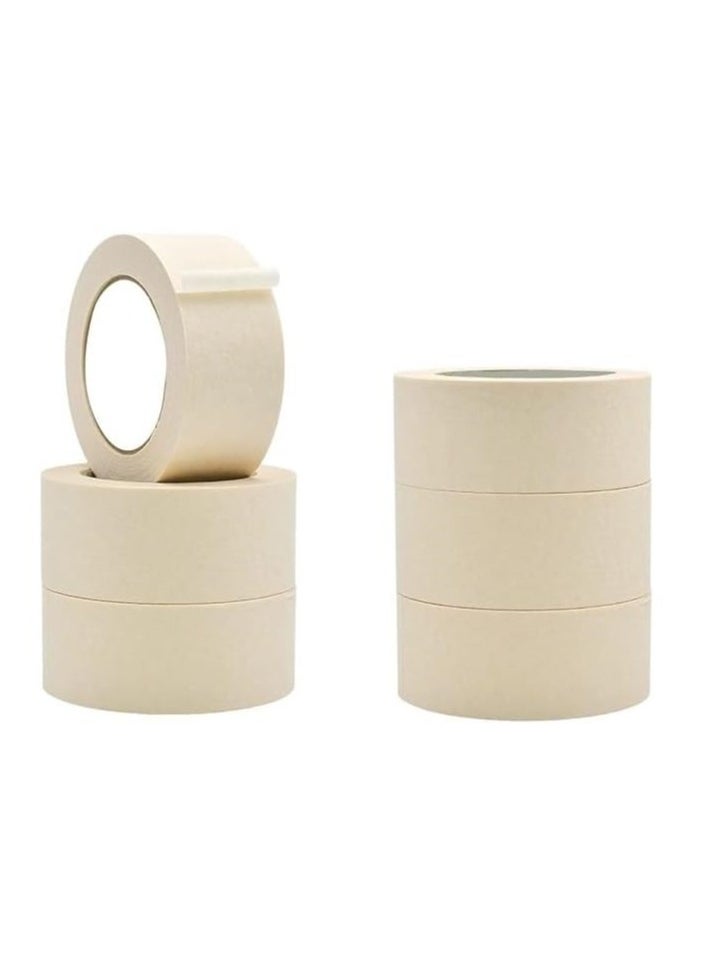 Generic Masking Tapes – 2-Inch x 25-Yard Paper Tape Rolls for Painting Crafting Labelling and DIY Projects | Durable Writable Easy-to-Use and Strong Adhesion Without Residue (Pack of 6)  - Image 1