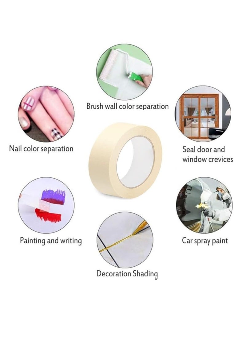 Generic - Masking Tapes – 2-Inch x 25-Yard Paper Tape Rolls for Painting Crafting Labelling and DIY Projects | Durable Writable Easy-to-Use and Strong Adhesion Without Residue (Pack of 6) - Image 1