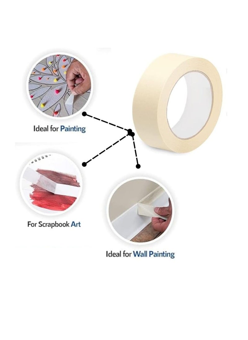 Generic Masking Tapes – 2-Inch x 25-Yard Paper Tape Rolls for Painting Crafting Labelling and DIY Projects | Durable Writable Easy-to-Use and Strong Adhesion Without Residue (Pack of 6)  - Image 5