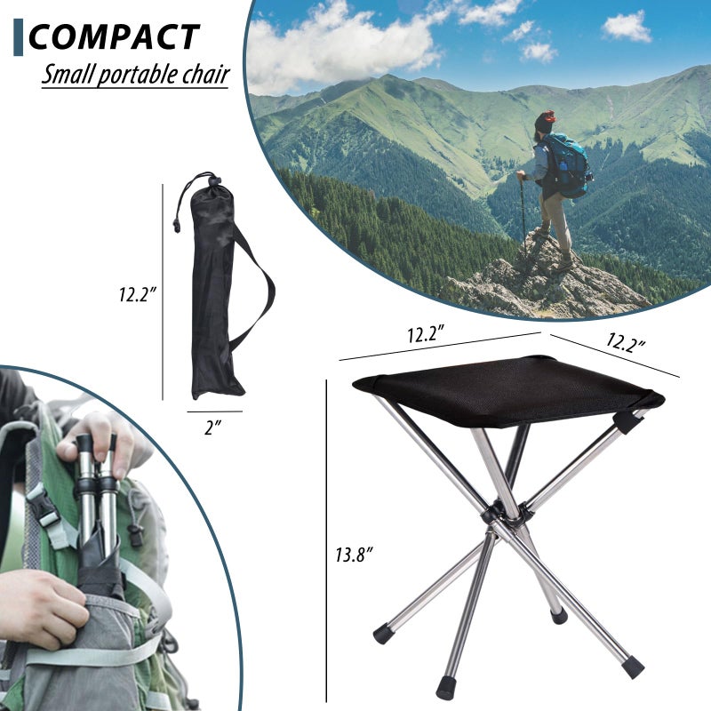 KOKSRY Portable Stool, 13.8 Inch High & 1.32 lbs Small Folding Chair, Telescopic Compact Foldable Stool with Carry Bag for Camping, Hiking, Outdoor Concert - Image 4