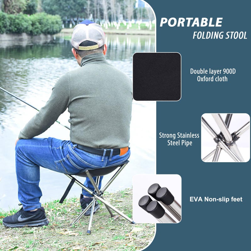 KOKSRY Portable Stool, 13.8 Inch High & 1.32 lbs Small Folding Chair, Telescopic Compact Foldable Stool with Carry Bag for Camping, Hiking, Outdoor Concert - Image 3