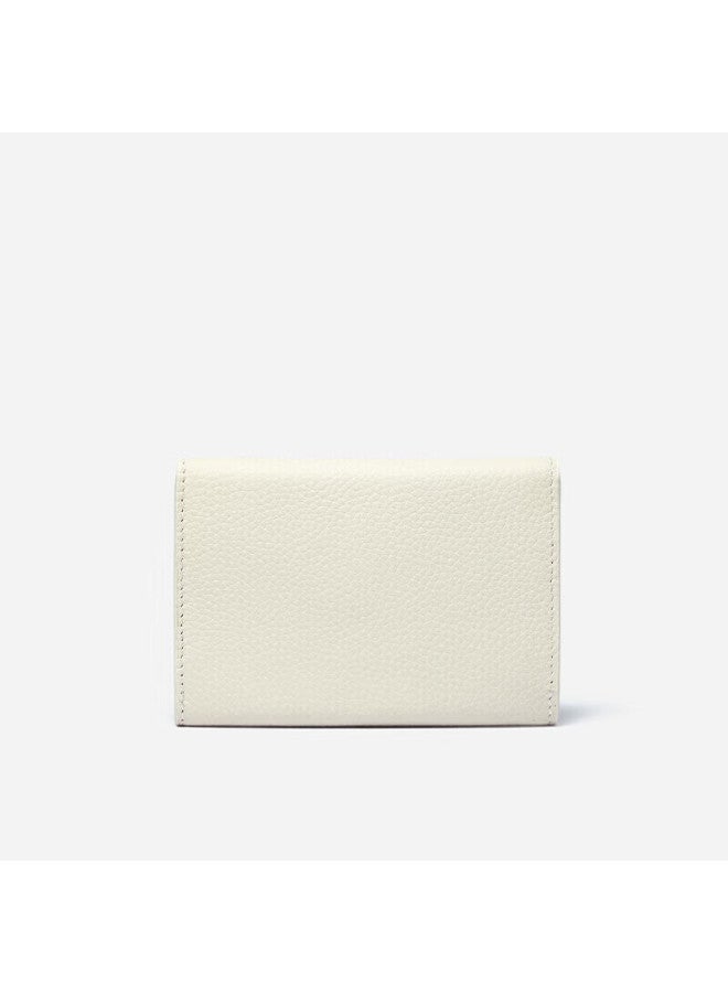 Hr Women's Handbag, Card Holder, Litchi Pattern Cowhide Coin Purse, Compact Card Case, Gift Box Packaging, Beige - Image 5