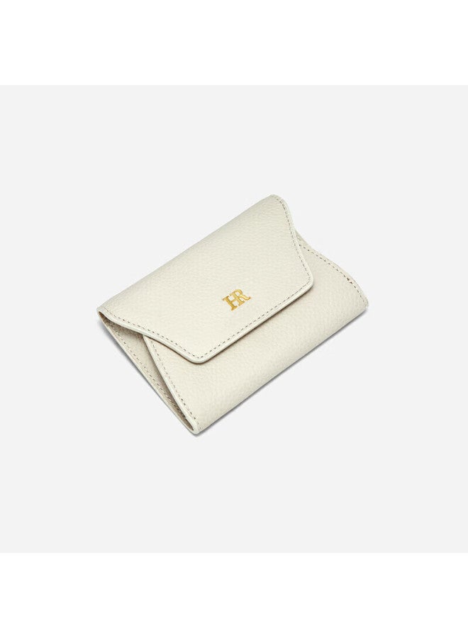 Hr Women's Handbag, Card Holder, Litchi Pattern Cowhide Coin Purse, Compact Card Case, Gift Box Packaging, Beige - Image 4