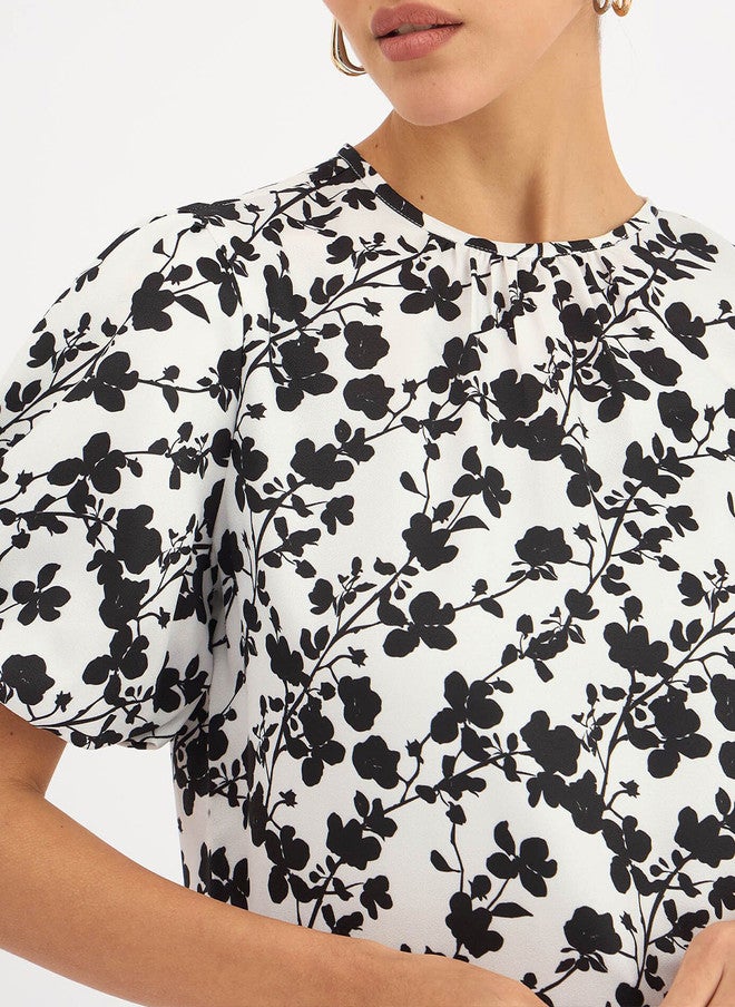 SALT ATTIRE Floral Printed Top with Puff Sleeves - Image 2
