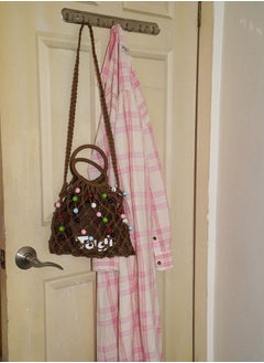 TG Tagi Weaving Handmade Beaded Drawstring Drawstring Drawstring Canvas Bag Tote Shoulder Woven Bag  - Image 3