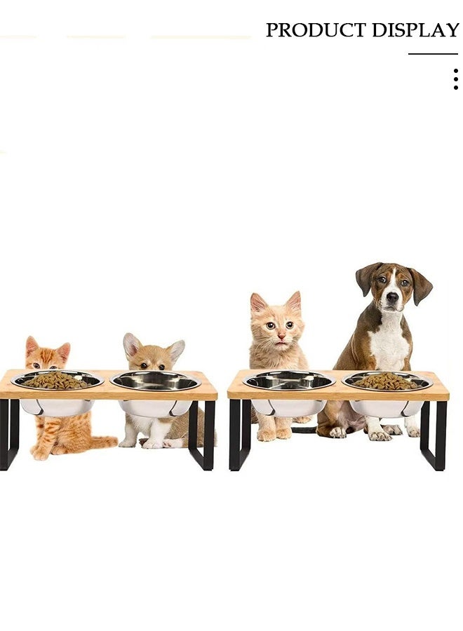 DUNISO Elevated Double Cat Bowls,Tilted Raised Cat Food Bowls for Food and Water,2 Stainless Steel Cats Food Bowl with Bamboo Stand Anti-Slip Pads  Feeding Station for Cats and Dogs - Image 4