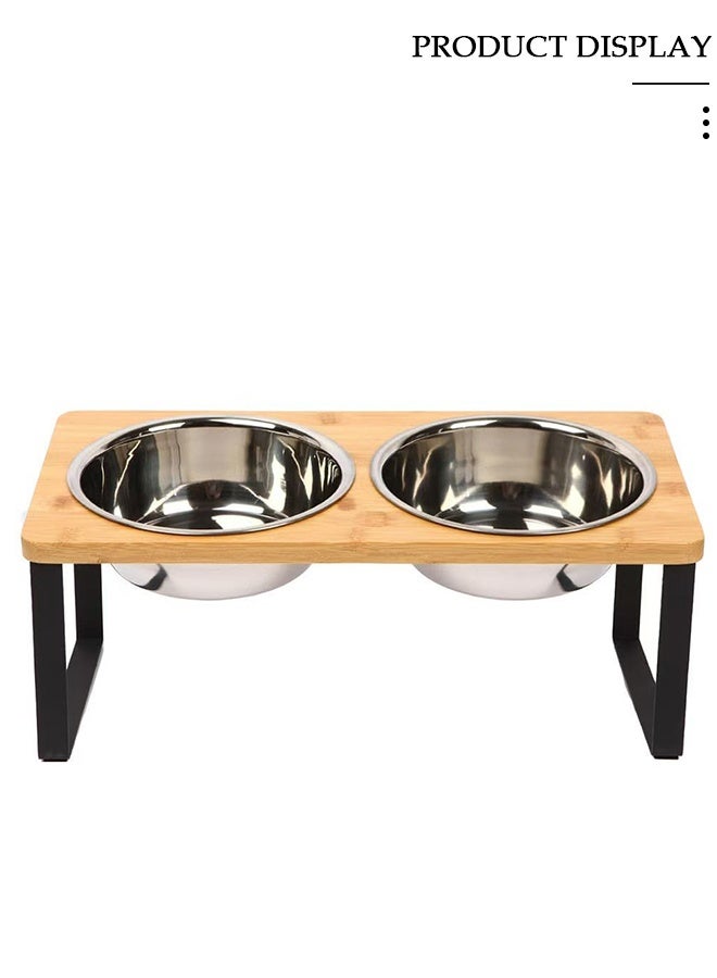 DUNISO Elevated Double Cat Bowls,Tilted Raised Cat Food Bowls for Food and Water,2 Stainless Steel Cats Food Bowl with Bamboo Stand Anti-Slip Pads  Feeding Station for Cats and Dogs - Image 5