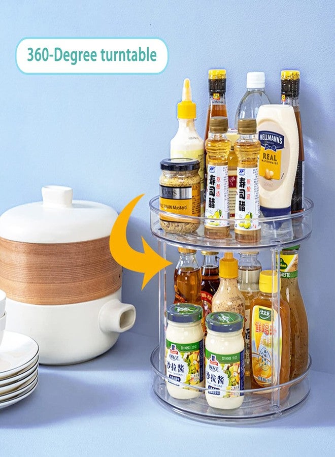 URALFA 2 Tier Lazy Susan Turntable for Cabinet, 9 Inch Turntable Organizer Clear Tiered Lazy Susan Organizer, 360 Rotating Bathroom Organizer Spinner Organizer for Kitchen, Pantry, Counter, Sink - Image 2