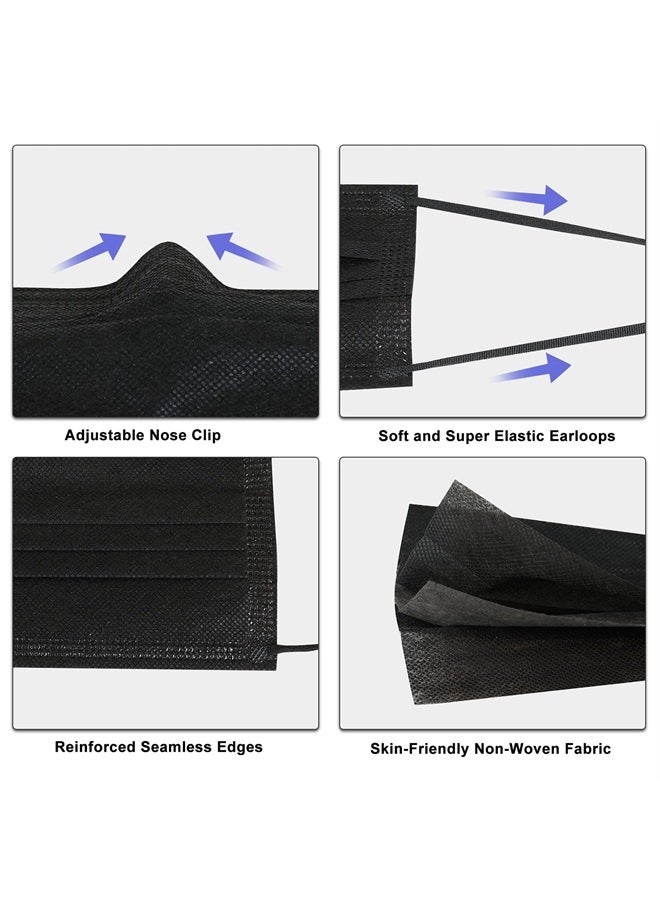 akgk 50Pcs Disposable Face Masks, 3 Ply Disposable Masks, Black Face Mask - Image 1