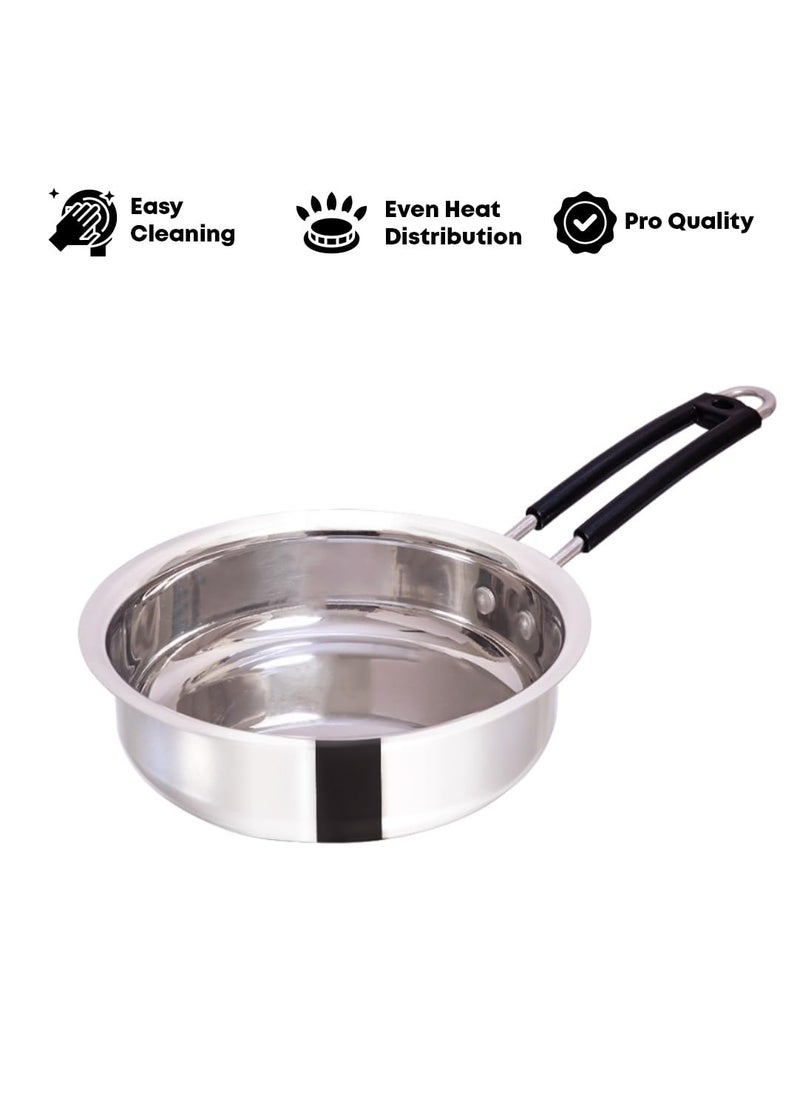 KC - KC Stainless Steel Frying Pan | Stove & Induction Safe | Heat Surround Cooking | Easy Grip Handles | Stainless Steel Fry Pan Heavy Gauge | Capacity 1.6 LTR. | Diamm. 22 cm - Image 1