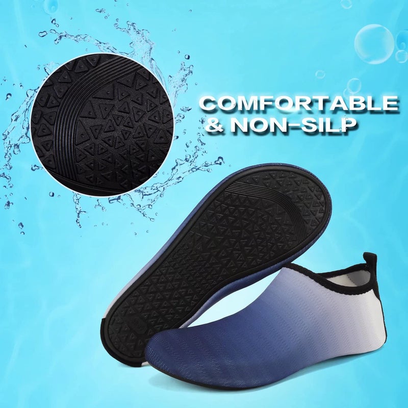 YALOX Water Shoes Women's Men's Outdoor Beach Swimming Aqua Socks Quick-Dry Barefoot Shoes Surfing Yoga Pool Exercise(Gradient/Dark blue-3839) - Image 4