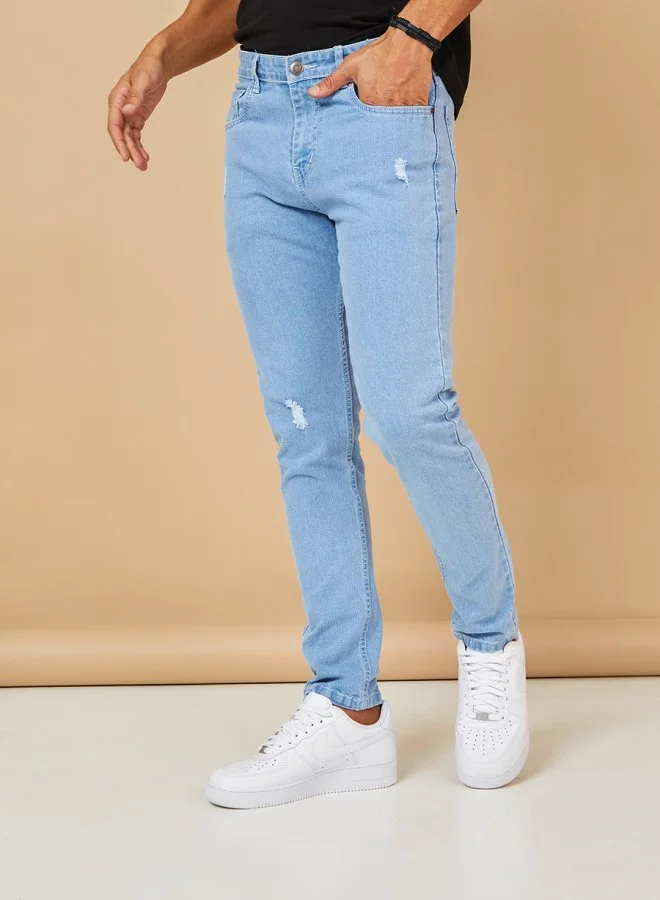 Styli Light Distress Cropped Skinny Fit Jeans