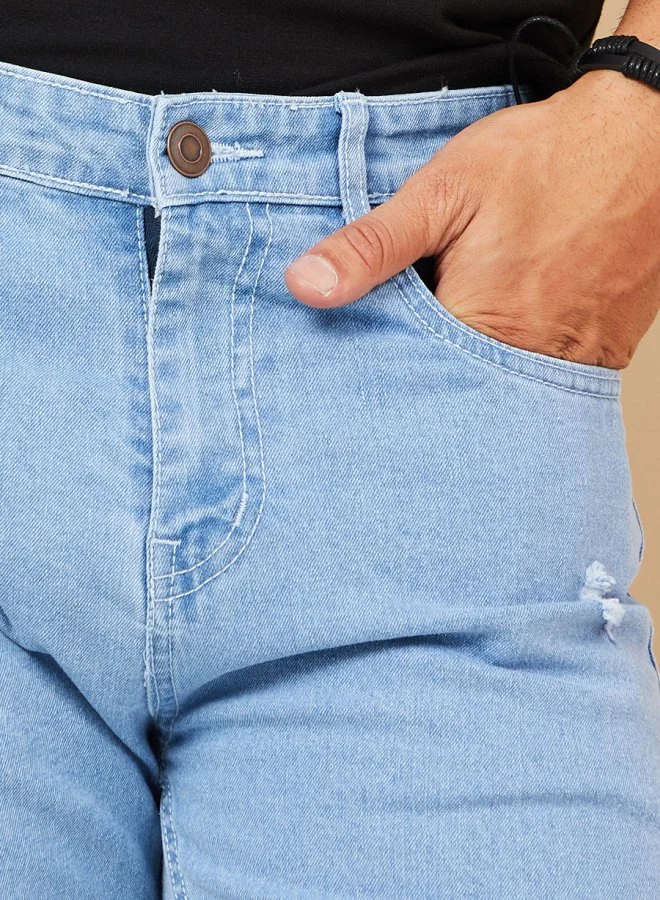 Styli Light Distress Cropped Skinny Fit Jeans