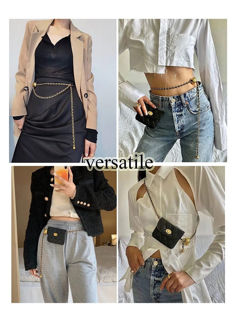 SYOSI - Leather Chain Belt Bag for Women, Women's Belt Bag, Crossbody Waist Purse, Travel Leather Belt Pouch,  Fanny Pack Detachable Belt Chain Women Mini Handbag - Image 1