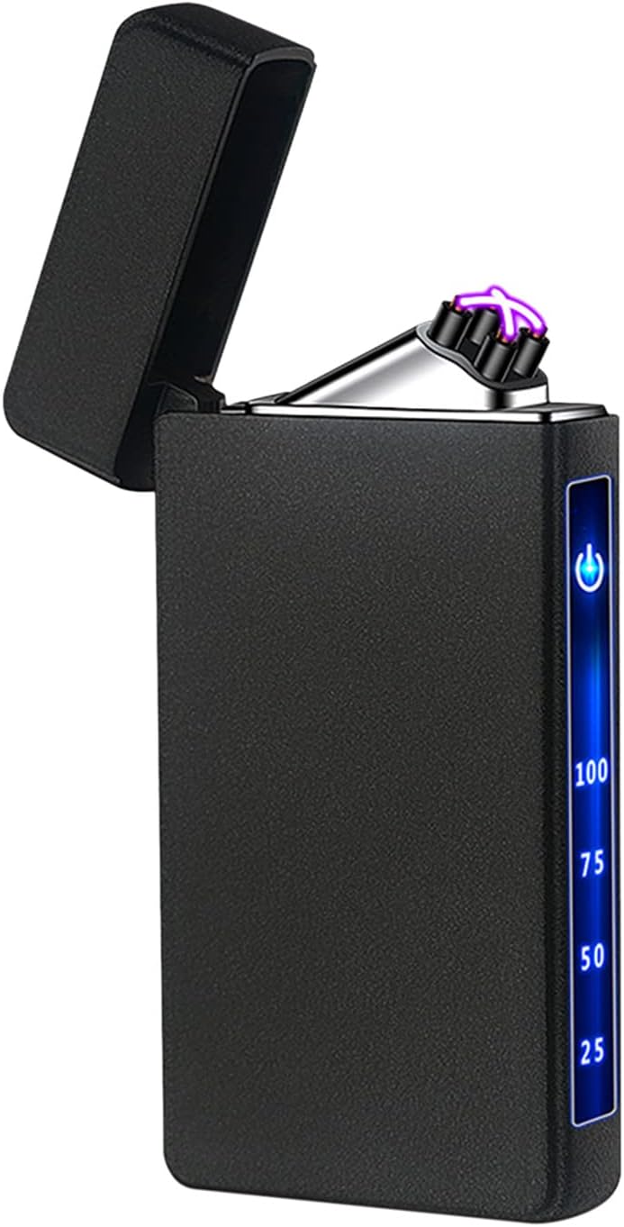 Windproof Arc Lighter Rechargeable USB Lighter Electric Lighters with LED Display Power for Smoking (05) - Image 2
