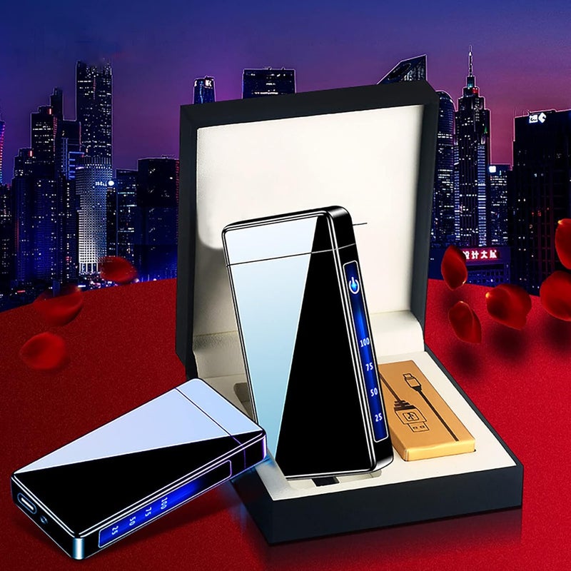 Windproof Arc Lighter Rechargeable USB Lighter Electric Lighters with LED Display Power for Smoking (05) - Image 3