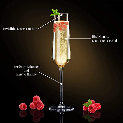VILON Champagne Flute Wine Glass Perfect for Parties, Gifts, Housewarming, Weddings, Aniversary Lead Free | Shatter Resistant | | Wine Glass Set of 6, Clear (Big Champagne 250ML) - Image 3