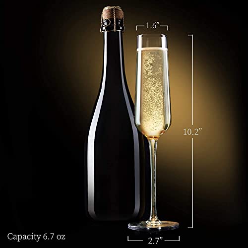 VILON Champagne Flute Wine Glass Perfect for Parties, Gifts, Housewarming, Weddings, Aniversary Lead Free | Shatter Resistant | | Wine Glass Set of 6, Clear (Big Champagne 250ML) - Image 4